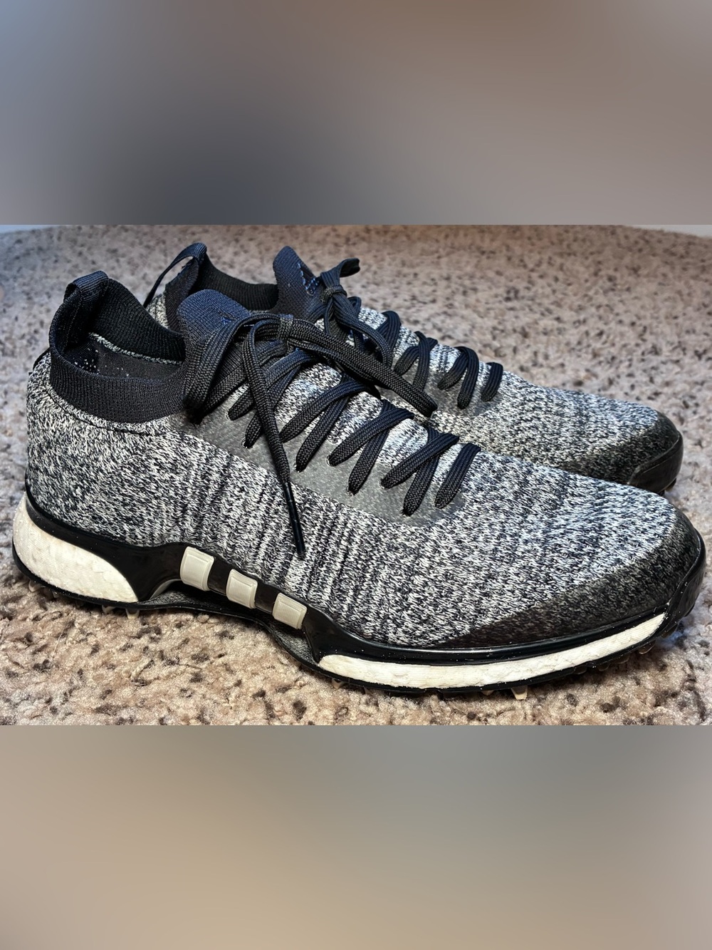 Adidas TOUR360 XT Primeknit Boost Golf Shoes Gray Black White Spiked Men’s 8
